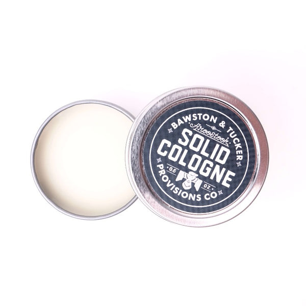 Aroostook solid cologne .5 oz metal tin open