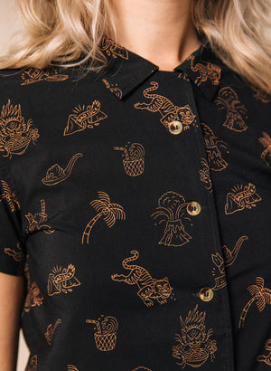 Pyknic - Spicy Noods Casual Button Down Shirt UNISEX