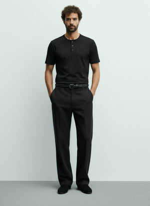 HawksBay - Men's Henley Short Sleeve Cotton T-Shirt