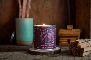 Ambush Candle Co. - Campfire | Bonfire + Saffron 8oz Soy Candle - Bawston & Tucker - 