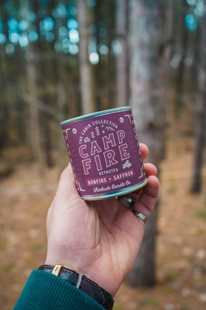 Ambush Candle Co. - Campfire | Bonfire + Saffron 8oz Soy Candle - Bawston & Tucker - 