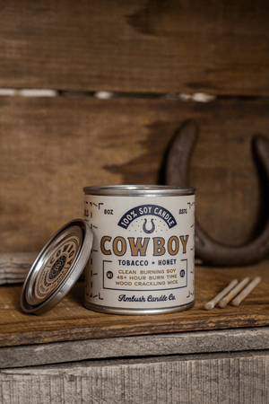 Ambush Candle Co. - Cowboy | Tobacco + Honey 8oz Soy Candle - Bawston & Tucker - 