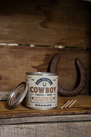 Ambush Candle Co. - Cowboy | Tobacco + Honey 8oz Soy Candle - Bawston & Tucker - 