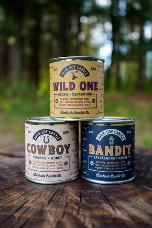 Ambush Candle Co. - Cowboy | Tobacco + Honey 8oz Soy Candle - Bawston & Tucker - 