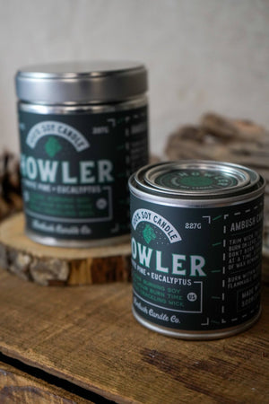 Ambush Candle Co. - Howler | White Pine + Eucalyptus 8oz Soy Candle - Bawston & Tucker - 