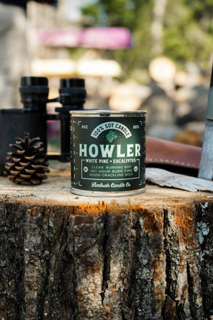 Ambush Candle Co. - Howler | White Pine + Eucalyptus 8oz Soy Candle - Bawston & Tucker - 