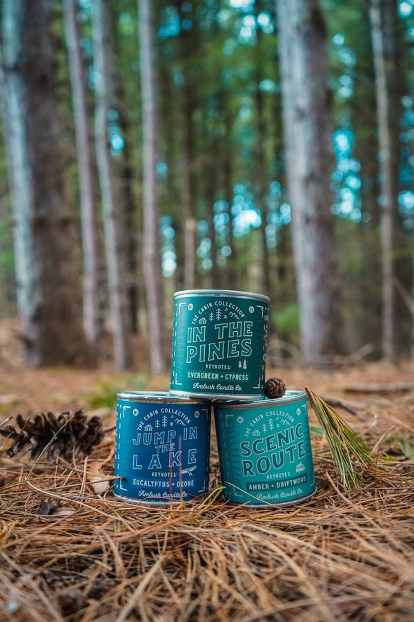 Ambush Candle Co. - In The Pines | Evergreen + Cypress 8oz Soy Candle - Bawston & Tucker - 