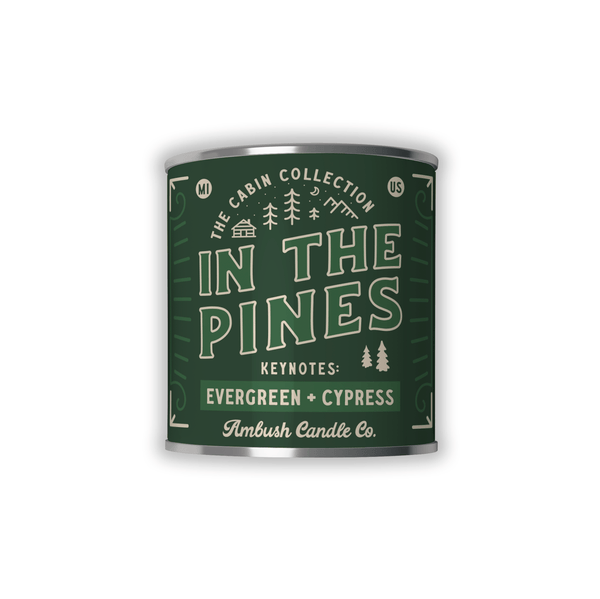 Ambush Candle Co. - In The Pines | Evergreen + Cypress 8oz Soy Candle - Bawston & Tucker - 