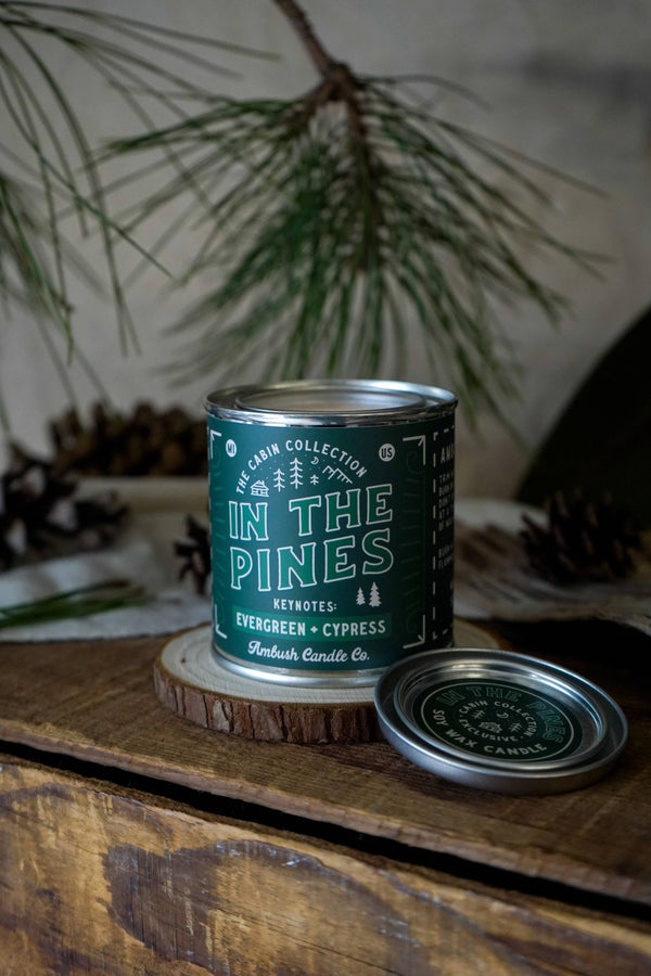 Ambush Candle Co. - In The Pines | Evergreen + Cypress 8oz Soy Candle - Bawston & Tucker - 