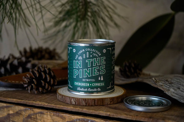 Ambush Candle Co. - In The Pines | Evergreen + Cypress 8oz Soy Candle - Bawston & Tucker - 