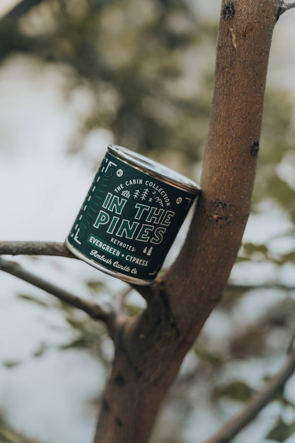 Ambush Candle Co. - In The Pines | Evergreen + Cypress 8oz Soy Candle - Bawston & Tucker - 
