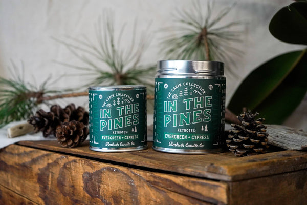 Ambush Candle Co. - In The Pines | Evergreen + Cypress 8oz Soy Candle - Bawston & Tucker - 
