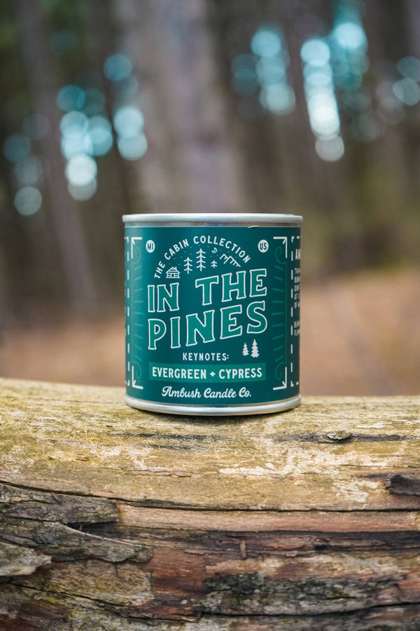 Ambush Candle Co. - In The Pines | Evergreen + Cypress 8oz Soy Candle - Bawston & Tucker - 