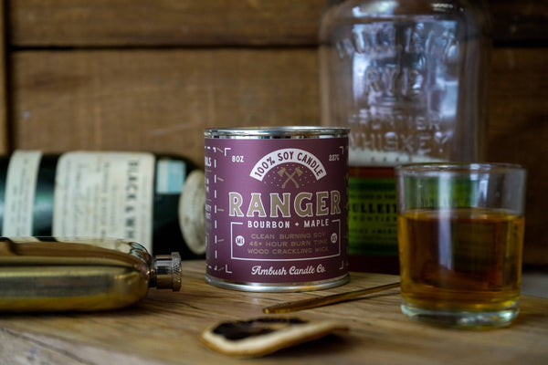 Ambush Candle Co. - Ranger | Bourbon + Maple 8oz Soy Candle - Bawston & Tucker - 