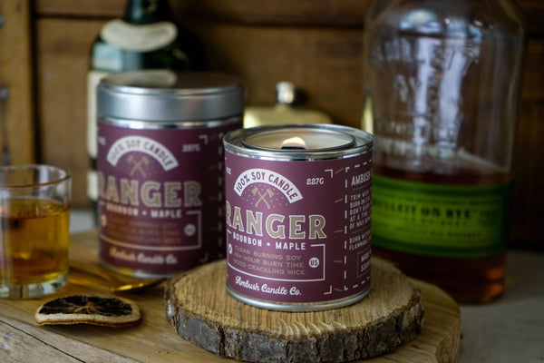 Ambush Candle Co. - Ranger | Bourbon + Maple 8oz Soy Candle - Bawston & Tucker - 