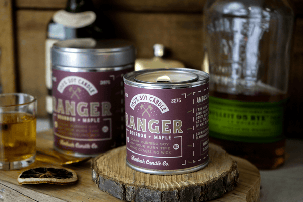Ambush Candle Co. - Ranger | Bourbon + Maple 8oz Soy Candle - Bawston & Tucker - 