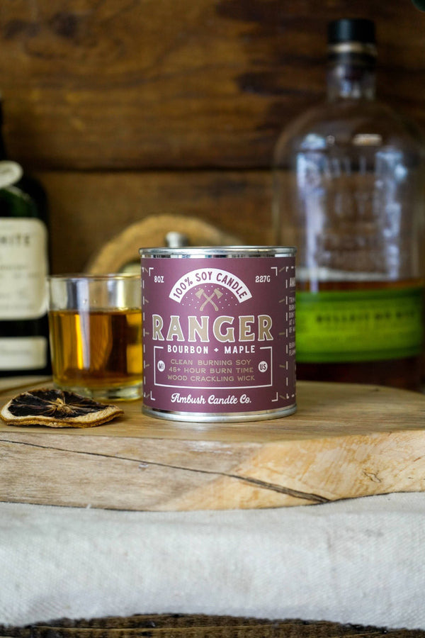 Ambush Candle Co. - Ranger | Bourbon + Maple 8oz Soy Candle - Bawston & Tucker - 