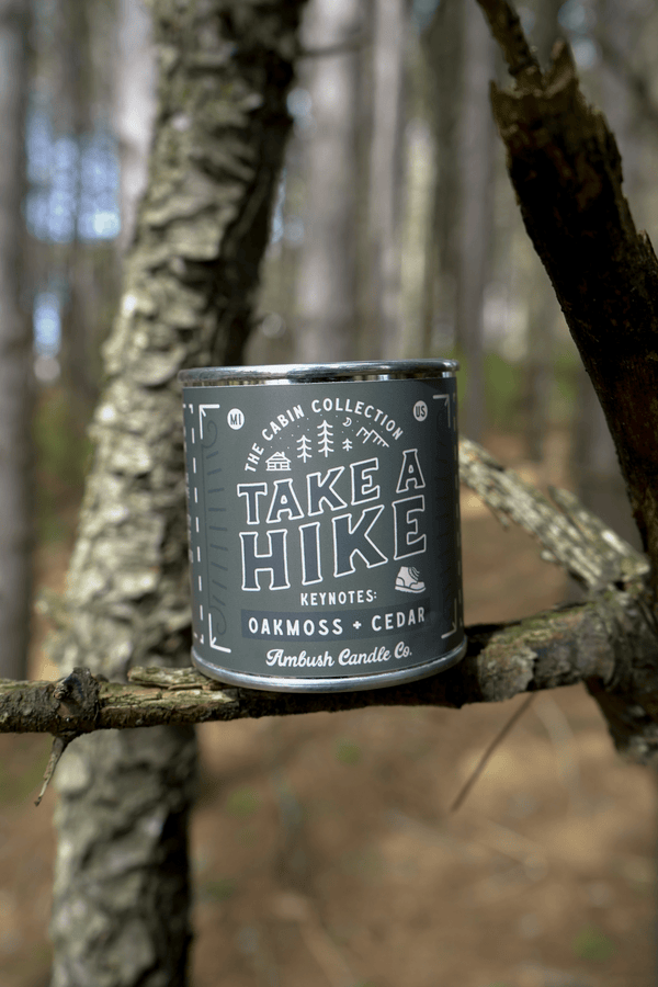 Ambush Candle Co. - Take A Hike | Oakmoss + Cedar 8oz Soy Candle - Bawston & Tucker - 