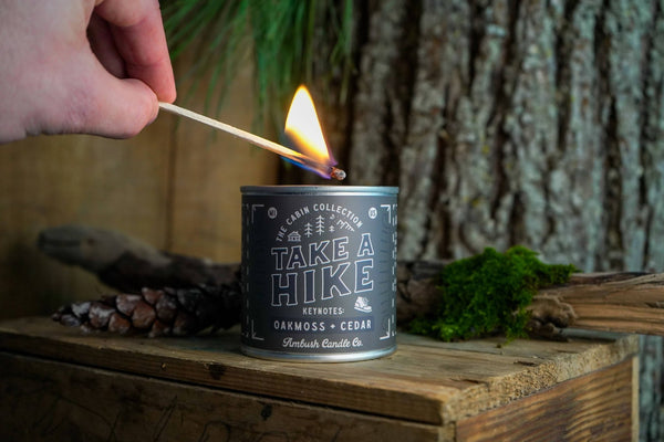 Ambush Candle Co. - Take A Hike | Oakmoss + Cedar 8oz Soy Candle - Bawston & Tucker - 