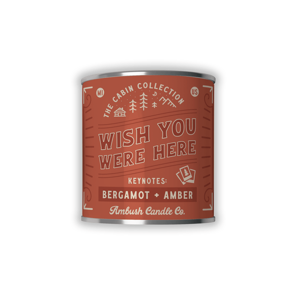 Ambush Candle Co. - Wish You Were Here | Bergamot + Amber 8oz Soy Candle - Bawston & Tucker - 