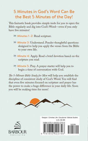 Barbour Publishing, Inc. - The 5 Minute Bible Study for Men - Bawston & Tucker - 