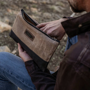 Barebones - Neelum Zipper Pouch Bag - Waxed Canvas Bag - Bawston & Tucker - 