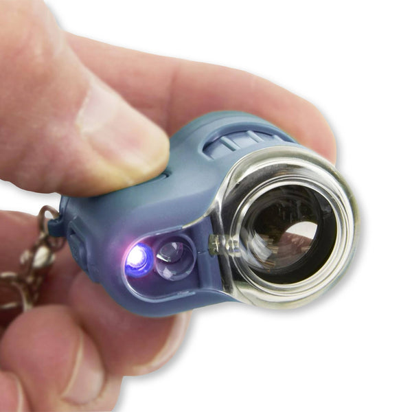Carson - Mini LED Keychain Microscope (Blue), STEM Educational Tool - Bawston & Tucker - 