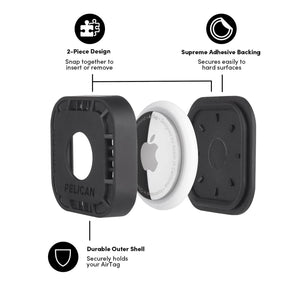 Case-Mate - Pelican Protector AirTag Sticker Mount 4 Pack (Black) - AirTag Case - Bawston & Tucker -