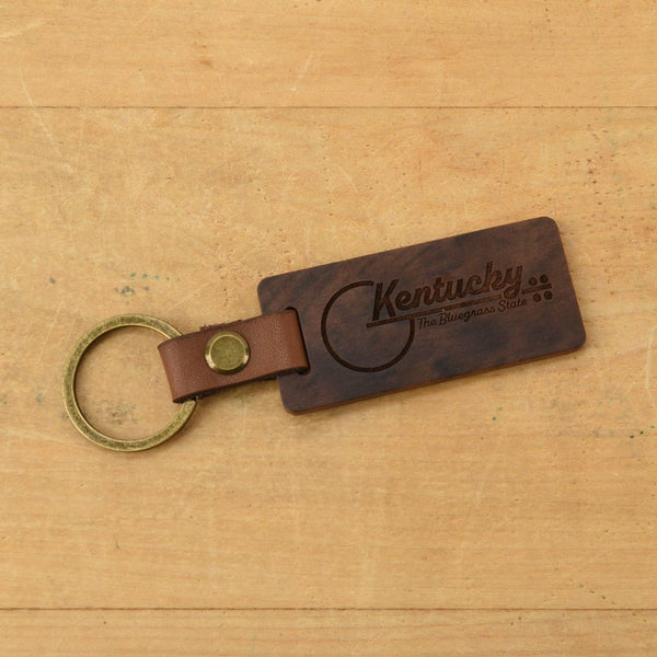 Classic State - Kentucky Wood/Leather Keychain - Bawston & Tucker - 