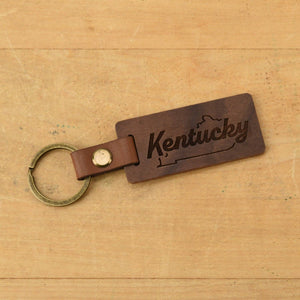 Classic State - Kentucky Wood/Leather Keychain - Bawston & Tucker - 