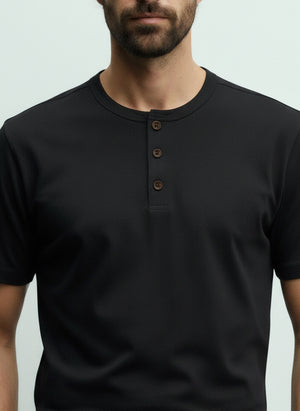 HawksBay - Men's Henley Short Sleeve Cotton T-Shirt