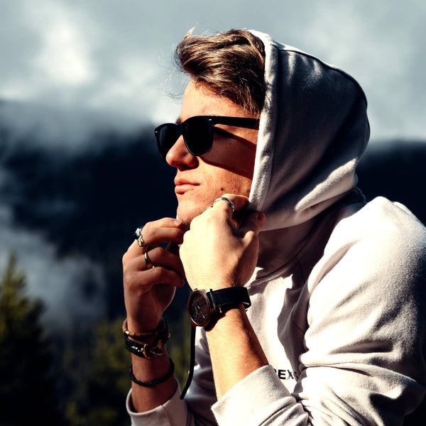 GOWOOD - Ebony Wood Sunglasses with Black Polarized Lenses - Bawston & Tucker - 