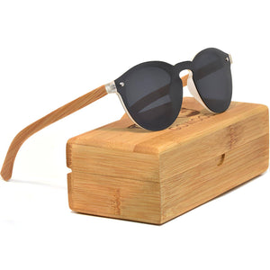 GOWOOD - Round Bamboo Wood Sunglasses with Black Polarized Lenses - Bawston & Tucker - 