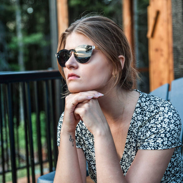 GOWOOD - Round Bamboo Wood Sunglasses with Black Polarized Lenses - Bawston & Tucker - 