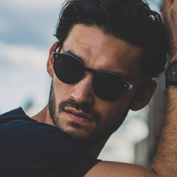 GOWOOD - Round Bamboo Wood Sunglasses with Black Polarized Lenses - Bawston & Tucker - 