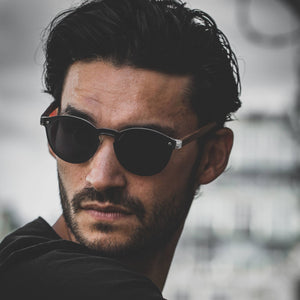 GOWOOD - Round Walnut Wood Sunglasses with Black Polarized Lenses - Bawston & Tucker - 
