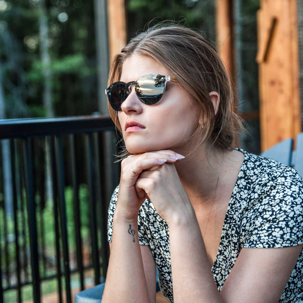 GOWOOD - Round Zebra Wood Sunglasses with Black Polarized Lenses - Bawston & Tucker - 