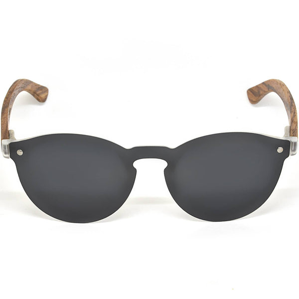 GOWOOD - Round Zebra Wood Sunglasses with Black Polarized Lenses - Bawston & Tucker - 