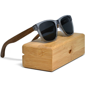 GOWOOD - Walnut Sunglasses Transparent Frame Black Polarized Lenses - Bawston & Tucker - 