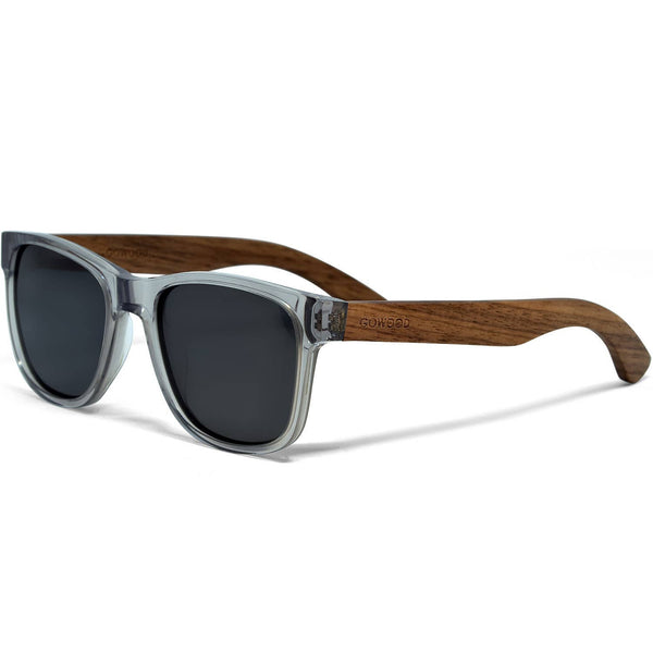 GOWOOD - Walnut Sunglasses Transparent Frame Black Polarized Lenses - Bawston & Tucker - 