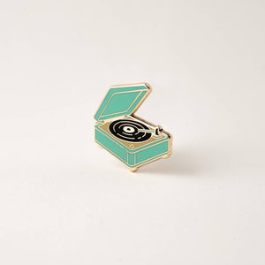 Happily Plants - Retro Vinyl Record Player Enamel Pin, Music Lover Gifts 90s - Bawston & Tucker - 