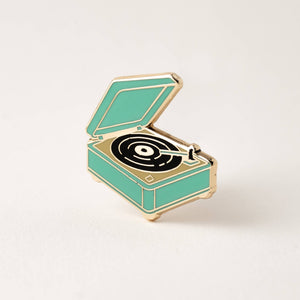 Happily Plants - Retro Vinyl Record Player Enamel Pin, Music Lover Gifts 90s - Bawston & Tucker - 