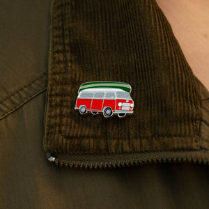 Happily Plants - Vintage Camper Van & Boat Canoe Enamel Travel Adventure Pin - Bawston & Tucker - 