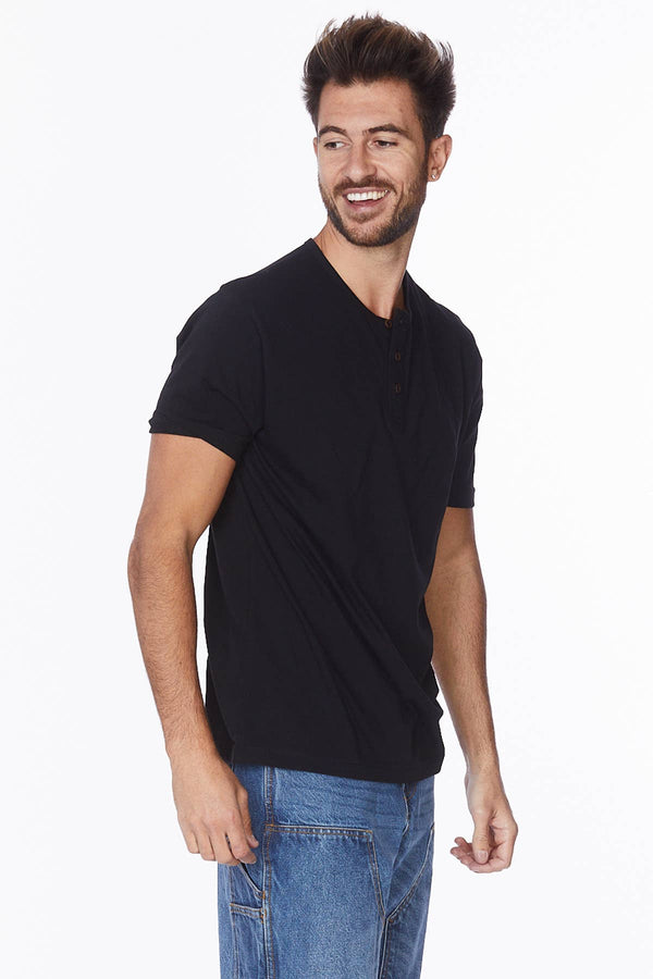 Hawk's Bay - Men's Henley Short Sleeve Cotton T-Shirt - Bawston & Tucker - 