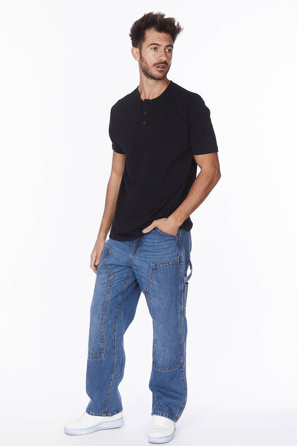Hawk's Bay - Men's Henley Short Sleeve Cotton T-Shirt - Bawston & Tucker - 