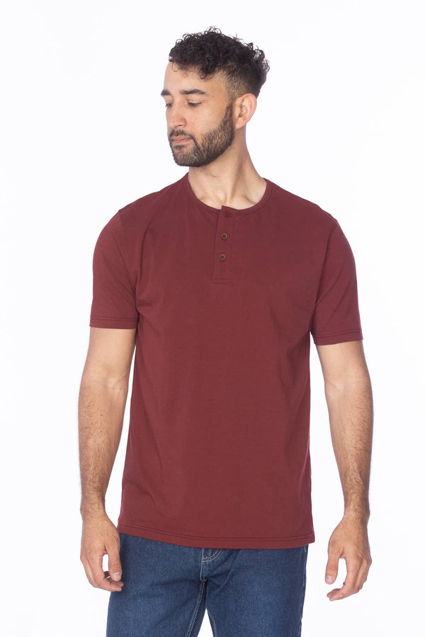 Hawk's Bay - Men's Henley Short Sleeve Cotton T-Shirt - Bawston & Tucker - 