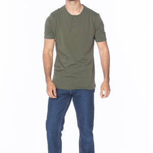 Hawk's Bay - Men's Henley Short Sleeve Cotton T-Shirt - Bawston & Tucker - 