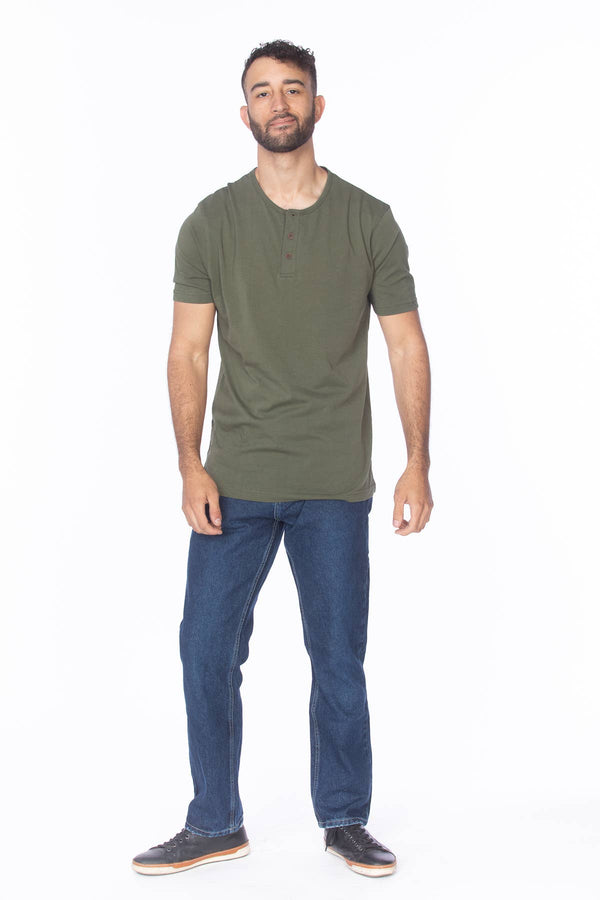Hawk's Bay - Men's Henley Short Sleeve Cotton T-Shirt - Bawston & Tucker - 