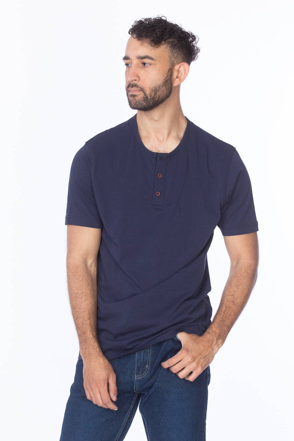 Hawk's Bay - Men's Henley Short Sleeve Cotton T-Shirt - Bawston & Tucker - 