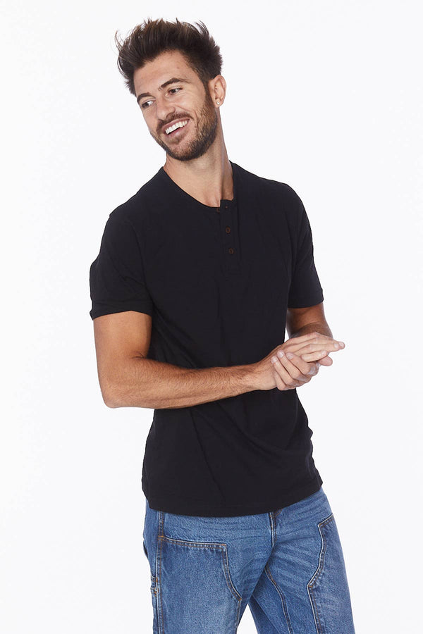 Hawk's Bay - Men's Henley Short Sleeve Cotton T-Shirt - Bawston & Tucker - 